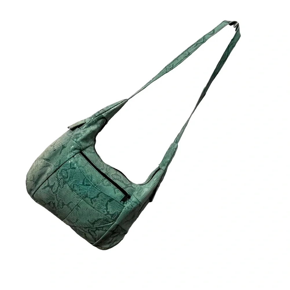 Mint Snakeskin Print Hobo Bag w Silver Sprinkle of Shimmering Fairy Dust Perfect